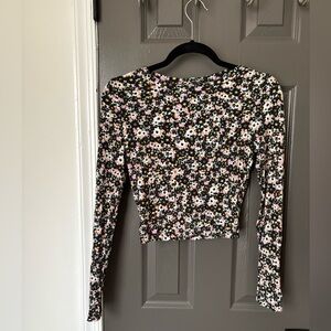 Wild Fable Black Floral Crop Top